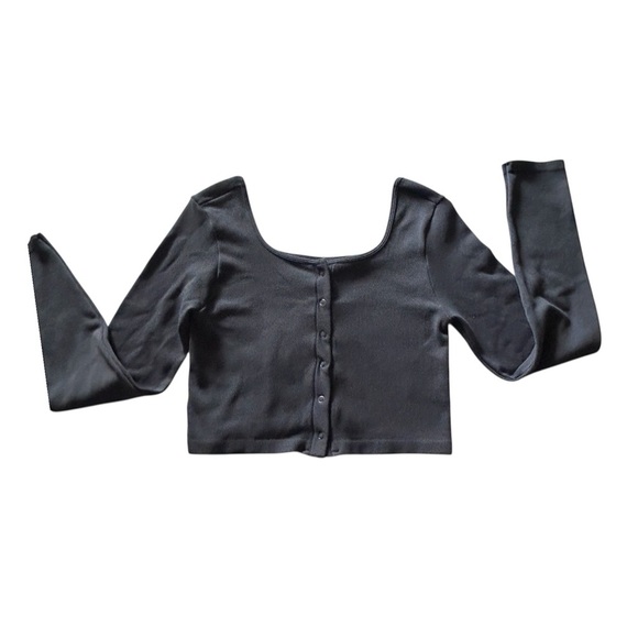 Aeropostale Seriously Soft Seamless Gray Long Sleeve Cropped Cardigan Top - Picture 1 of 4